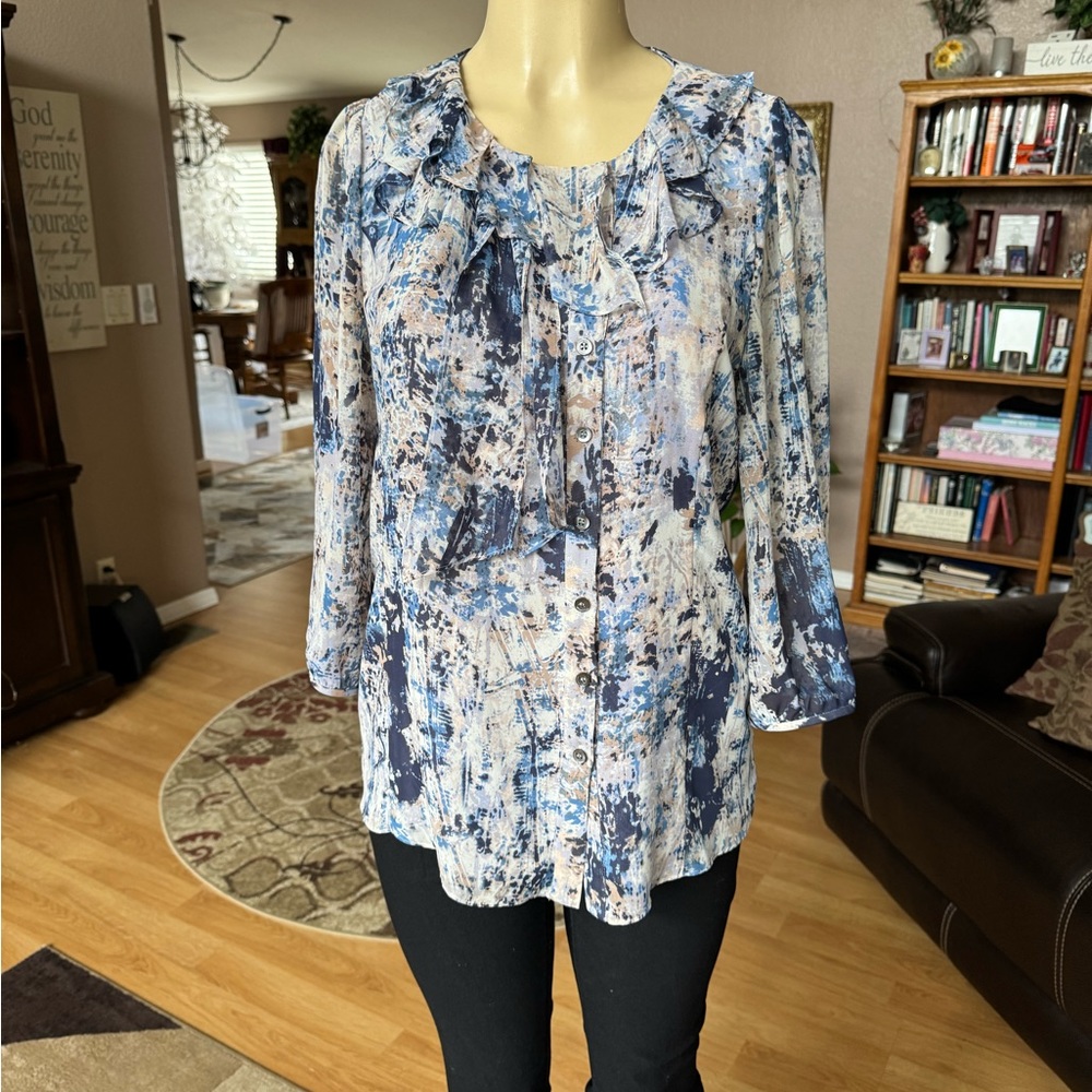 Emcee blue & purple 3/4 sleeves blouse-size M